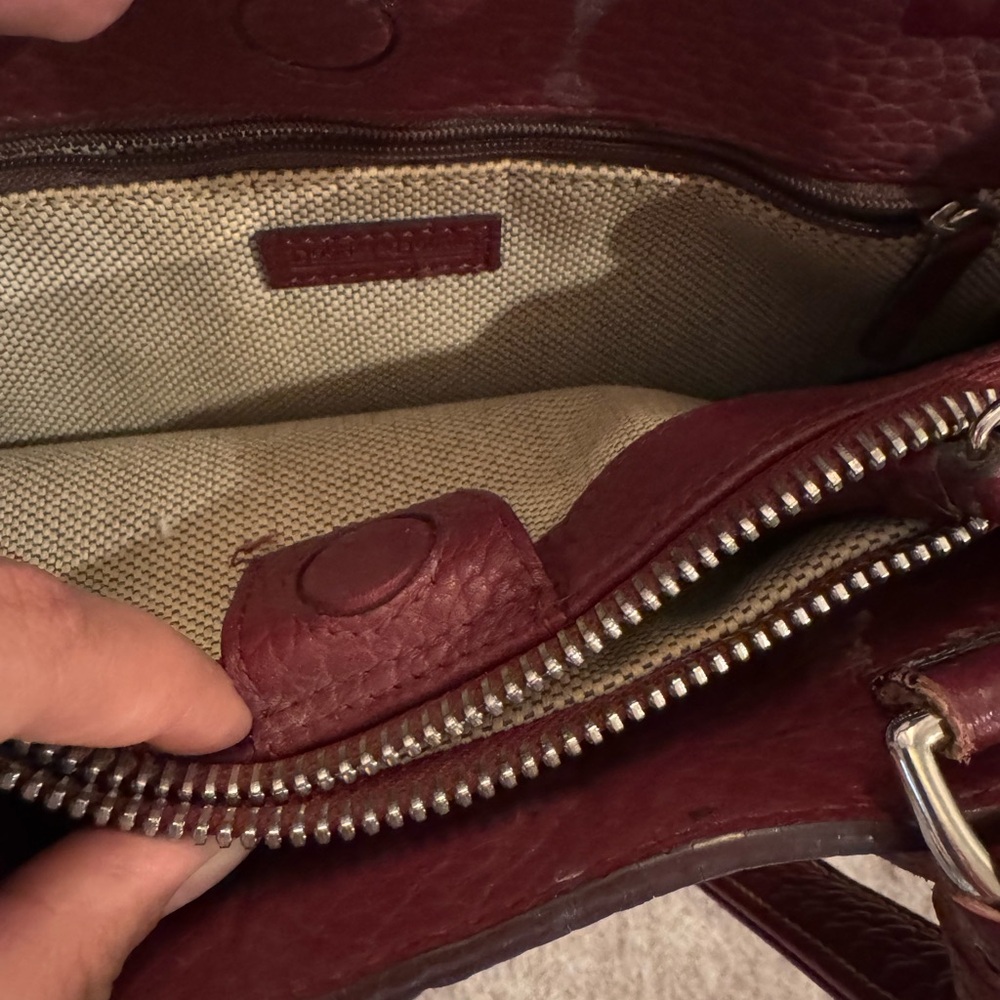 Dooney & Bourke Wine Pebbled Leather Pocket Satchel Shoulder Bag - Picture 3 of 9